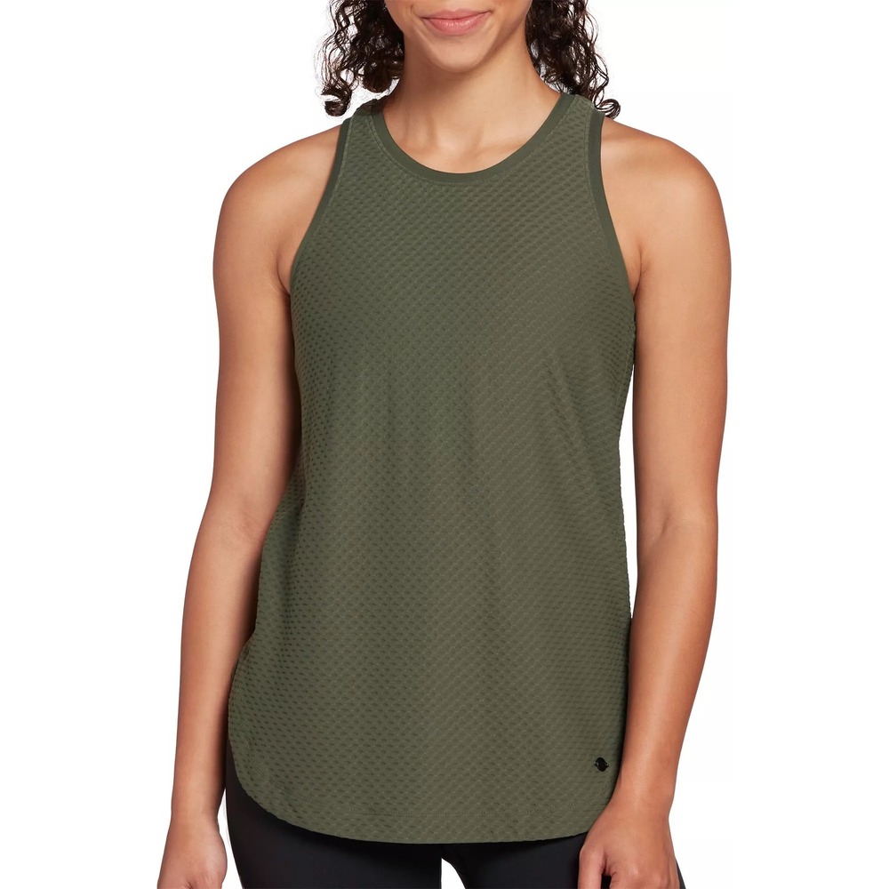 CALIA Women's Diamond Mesh Tank Top in Olive Moss